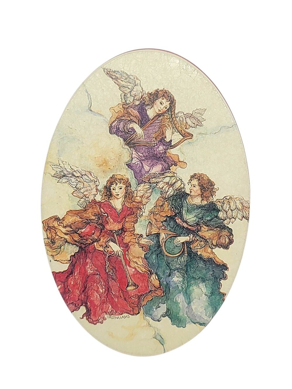 Vintage Angels Christina Ladas Small Metal Storage Christmas Tin 6"x4" CL52